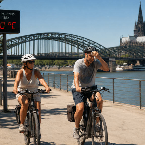 Fahrrad fahren bei extremer Hitze kann gefährlich werden.