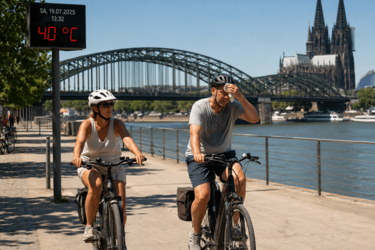 Fahrrad fahren bei extremer Hitze kann gefährlich werden.