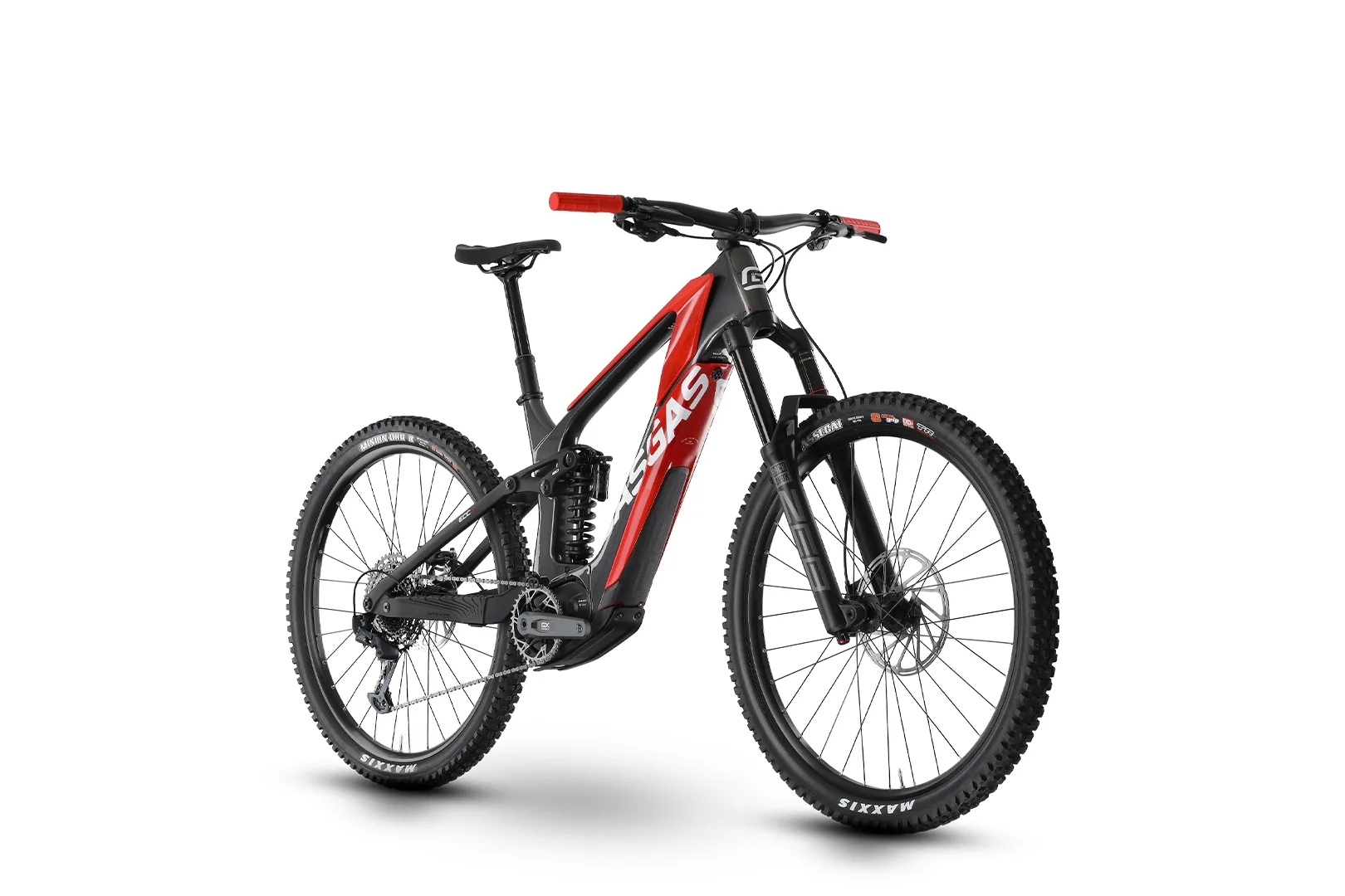 GASGAS ECC 4 E-Enduro Mountainbike mit Carbonrahmen, Federung und dicken Reifen.
